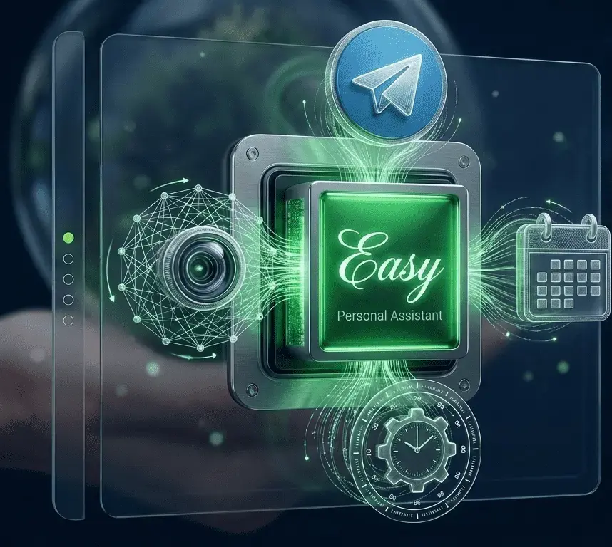 Easy – dein persönlicher KI-Assistent: Telegram, Kamera, Kalender und Automatisierung.
